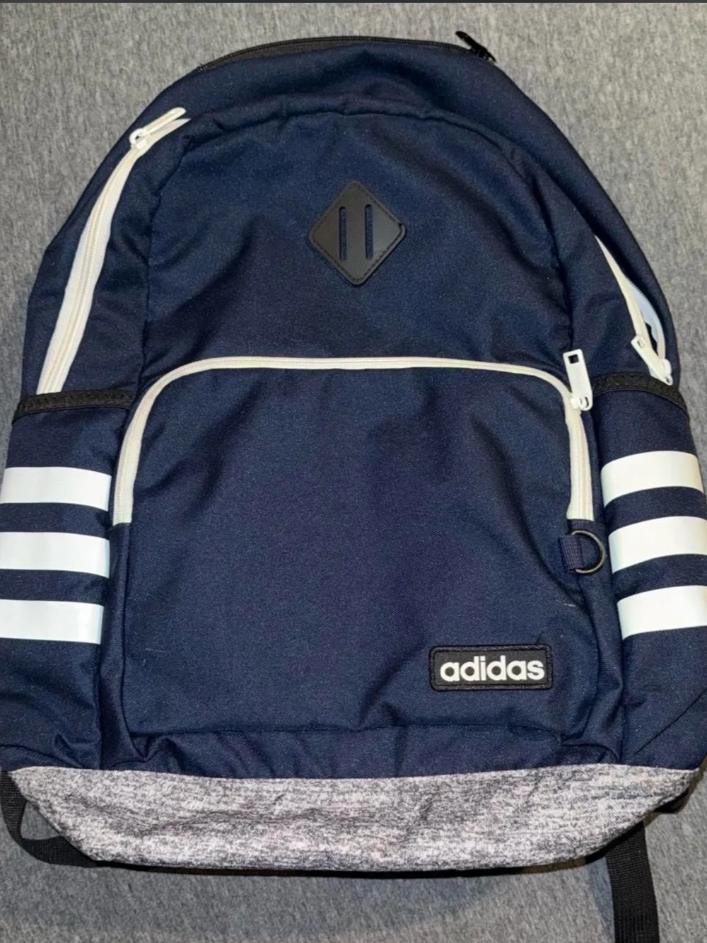 adidas Navy and White Classic Stripes Backpack